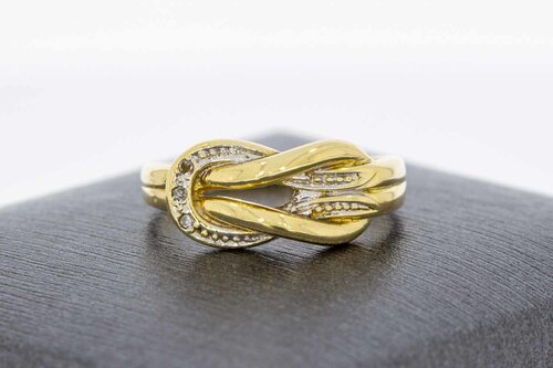 18 Karat Gold Ring Damen mit Diamant 0,02 ct - Ringgröße 51