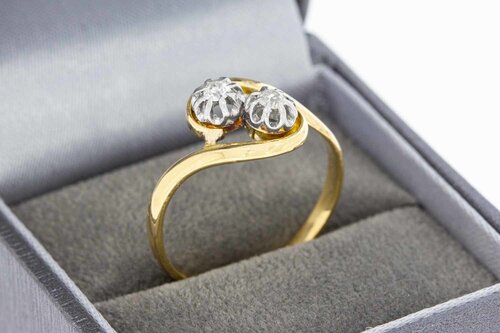 18 Karat Bicolor-Gold Ring Damen mit Diamant - Ringgröße 62