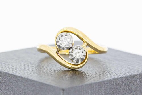 18 Karat Bicolor-Gold Ring Damen mit Diamant - Ringgröße 62