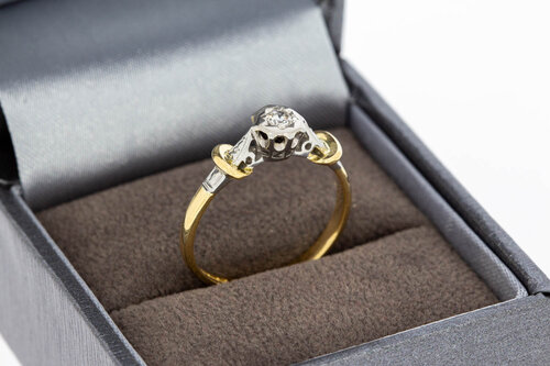 18 Karat Gold Solitärring Damen mit Diamant - Ringgröße 54