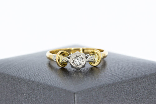 18 Karat Gold Solitärring Damen mit Diamant - Ringgröße 54