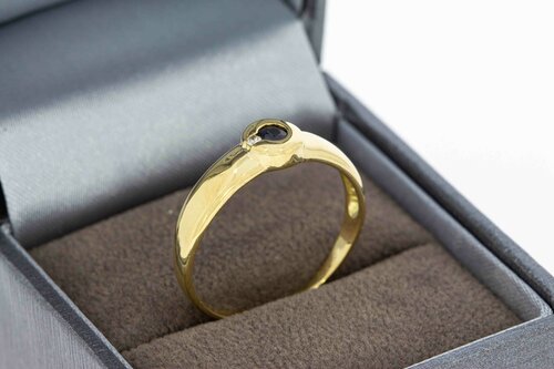 18 Karat Gold Ring mit Saphir und Diamant - Ringgröße 61