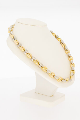 585 Bicolor-Gold Ankerkette Damen mit Koralle - 43 cm