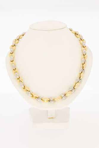 585 Bicolor-Gold Ankerkette Damen mit Koralle - 43 cm