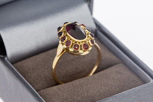 Vintage 18 Karat Gold Ring Damen mit Granat - Ringgröße 18,6