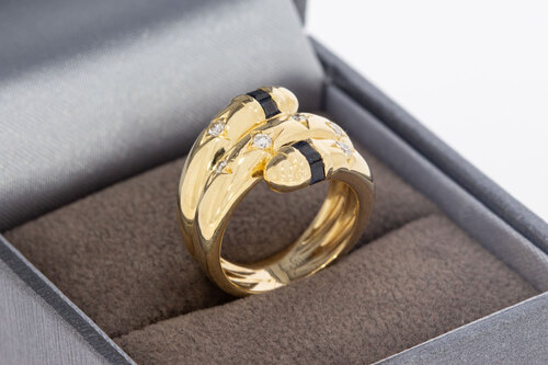 585 Gold Ring Damen mit Saphir und Diamant - Ringgröße 45