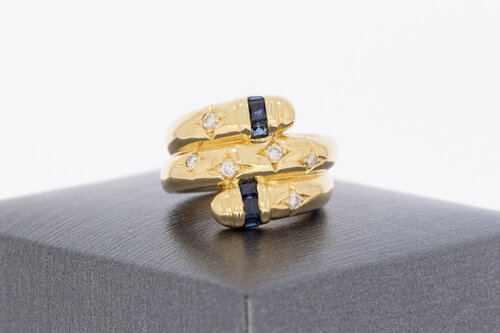 585 Gold Ring Damen mit Saphir und Diamant - Ringgröße 45