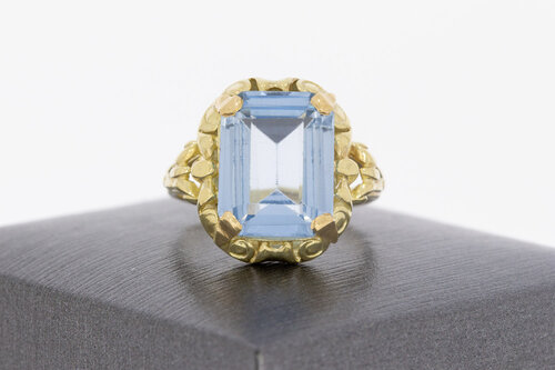 Vintage 585 Gold Ring Damen mit Aquamarin - Ringgröße 56