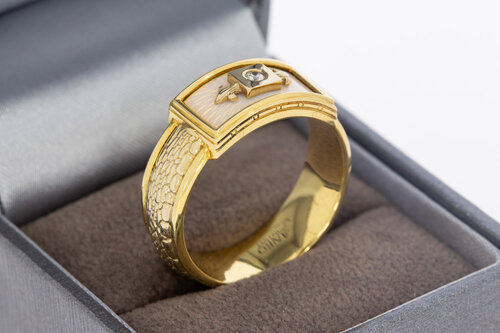 585 Gold Statement-Ring Herren mit Diamant - Ringgröße 64