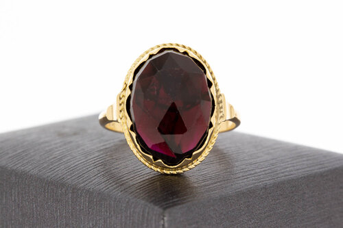 Vintage 585 Gold Ring Damen mit Granat - Ringgröße 62, 6,1 g