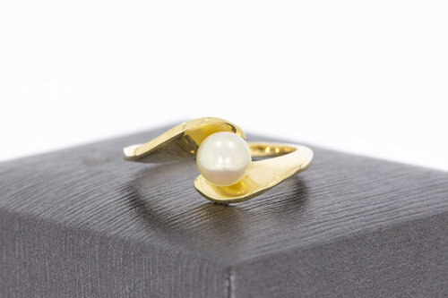 585 Gold Solitärring Damen mit Perle - Ringgröße 54, 2,8 g
