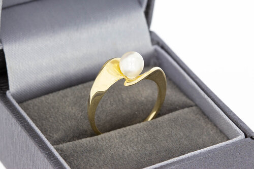 585 Gold Solitärring Damen mit Perle - Ringgröße 54, 2,8 g