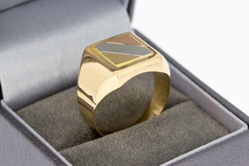 18 Karat Tricolor-Gold Statement-Ring Herren - Ringgröße 63