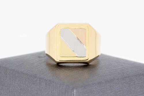 18 Karat Tricolor-Gold Statement-Ring Herren - Ringgröße 63