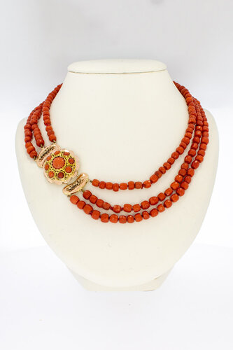 585 Roségold Kette Damen mit Koralle - 48 cm