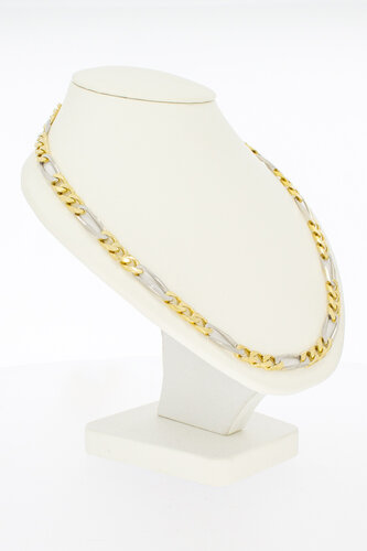 18 Karat Bicolor-Gold Figarokette Herren - 81 cm