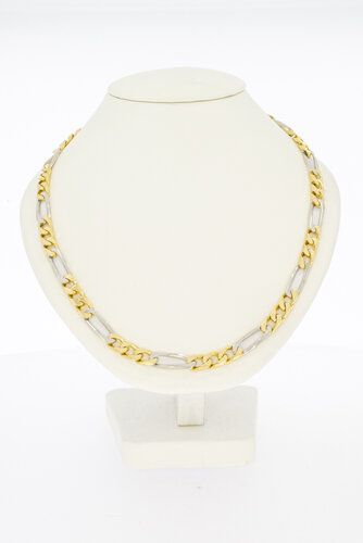18 Karat Bicolor-Gold Figarokette Herren - 81 cm