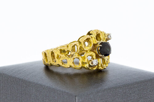 18 Karat Gold Ring mit Saphir - Ringgröße 59, 11,2 g