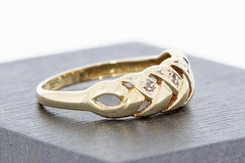 585 Bicolor-Gold Ring Damen mit Diamant - Ringgröße 53