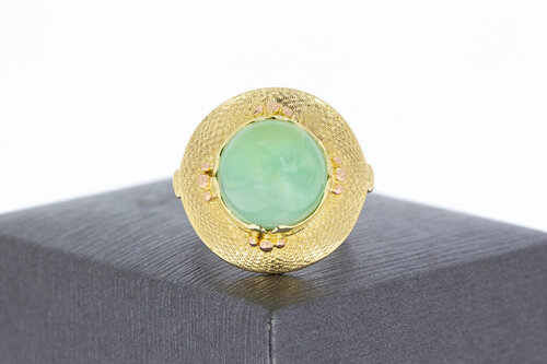 Vintage 585 Gold Ring Damen mit Jade - Ringgröße 54