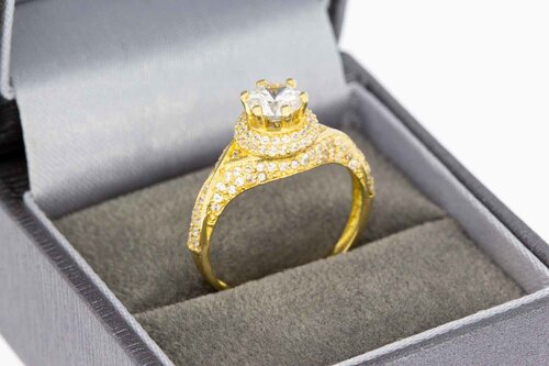 18 Karat Gold Marquise-Ring mit Zirkonia - Ringgröße 57