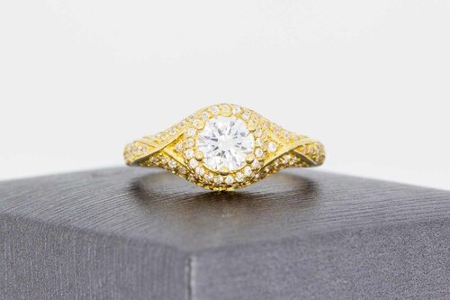 18 Karat Gold Marquise-Ring mit Zirkonia - Ringgröße 57