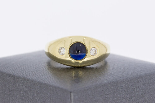 585 Gold Ring Damen mit Saphir und Diamant - Ringgröße 57