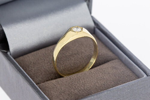 585 Gold Solitärring mit Diamant 0,20 ct - Ringgröße 57