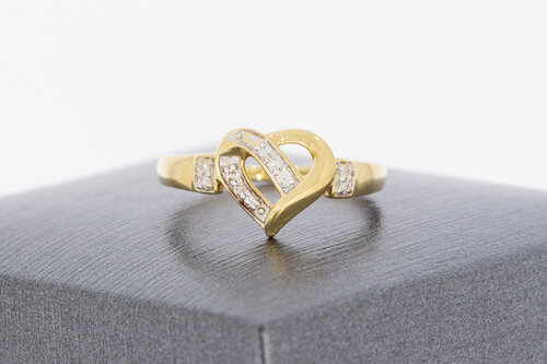 585 Gold Herzring Damen mit Diamant - Ringgröße 50