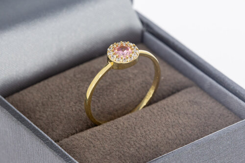 8 Karat Gold Halo-Ring Damen mit Saphir - Ringgröße 54