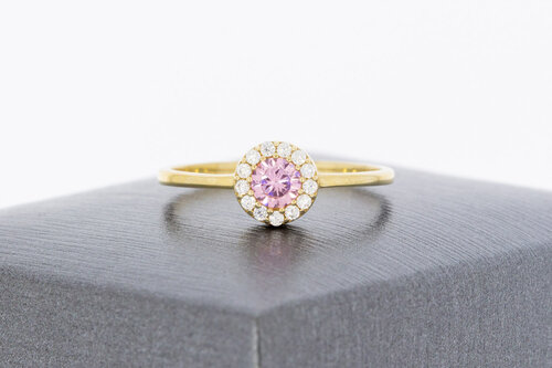 8 Karat Gold Halo-Ring Damen mit Saphir - Ringgröße 54