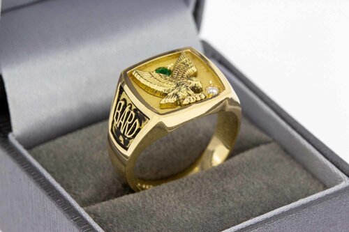 18 Karat Gold Statement-Ring mit Smaragd - Ringgröße 61