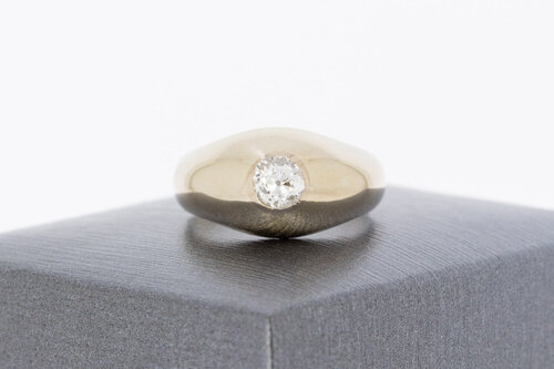 18 Karat Gold Solitärring Herren mit Diamant - Ringgröße 17