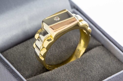 18 Karat Tricolor-Gold Ring Herren mit Saphir - Ringgröße 66