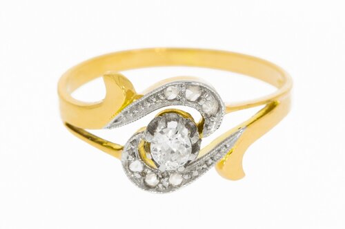 18 Karat Bicolor-Gold Ring Damen mit Diamant - Ringgröße 56