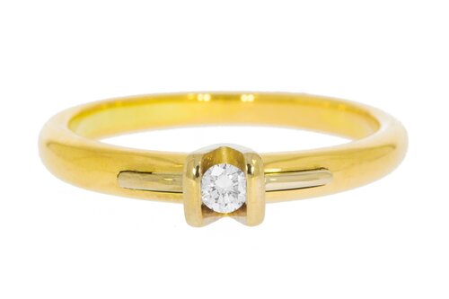 585 Gold Solitärring Damen mit Diamant - Ringgröße 56, 3,7 g