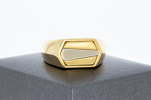 585 Bicolor-Gold Siegelring Herren - Ringgröße 62