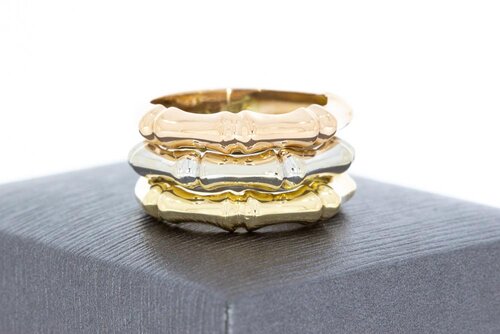 Breiter 585 Tricolor-Gold Bandring Damen - Ringgröße 56