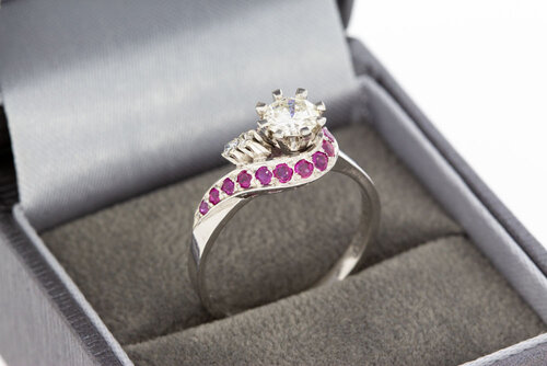 18 Karat Gold Marquise-Ring mit Saphir - Ringgröße 57