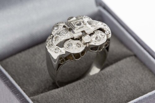 18 Karat Weißgold Statement-Ring mit Diamant - Ringgröße 53