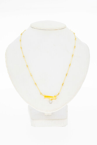 18 Karat Gold Fantasiekette Damen mit Diamant - 44 cm