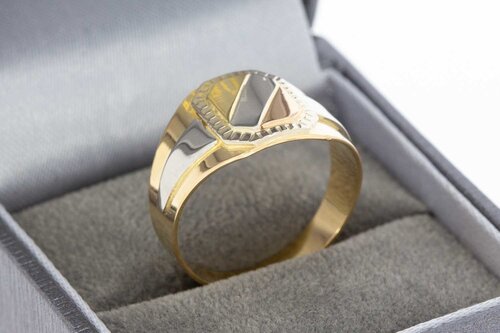 18 Karat Tricolor-Gold Siegelring Herren - Ringgröße 61