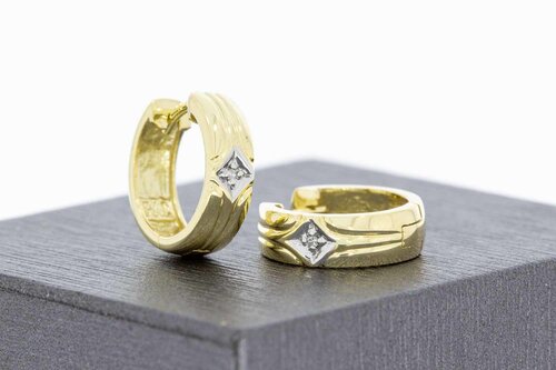 585 Bicolor-Gold Creolen Damen mit Diamant 0,02 ct - 1,4 cm