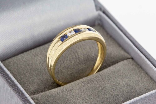 585 Gold Bandring Damen mit Saphir - Ringgröße 56