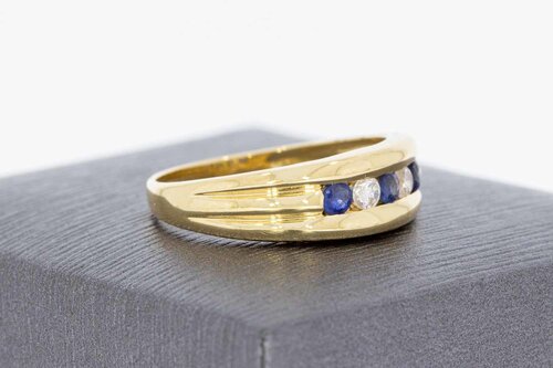 585 Gold Bandring Damen mit Saphir - Ringgröße 56