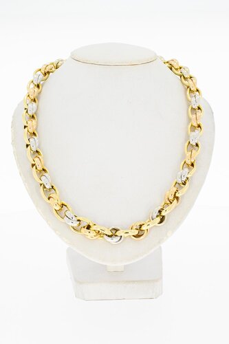585 Bicolor-Gold Ankerkette Damen mit Lapislazuli - 45 cm