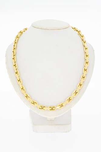 585 Bicolor-Gold Ankerkette mit Saphir - 46,8 cm