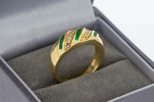 18 Karat Gold Bandring mit Smaragd - Ringgröße 53