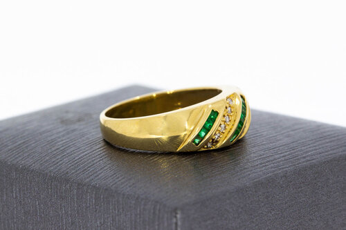 18 Karat Gold Bandring mit Smaragd - Ringgröße 53