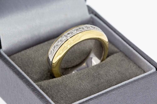 18 Karat Bicolor-Gold Ring Damen mit Diamant - Ringgröße 55